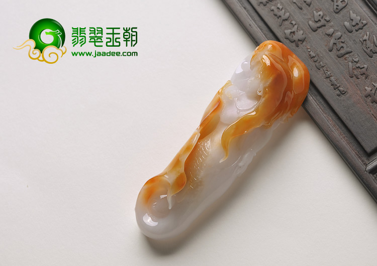 糯冰种红黄翡缅甸翡翠A货美人鱼挂件