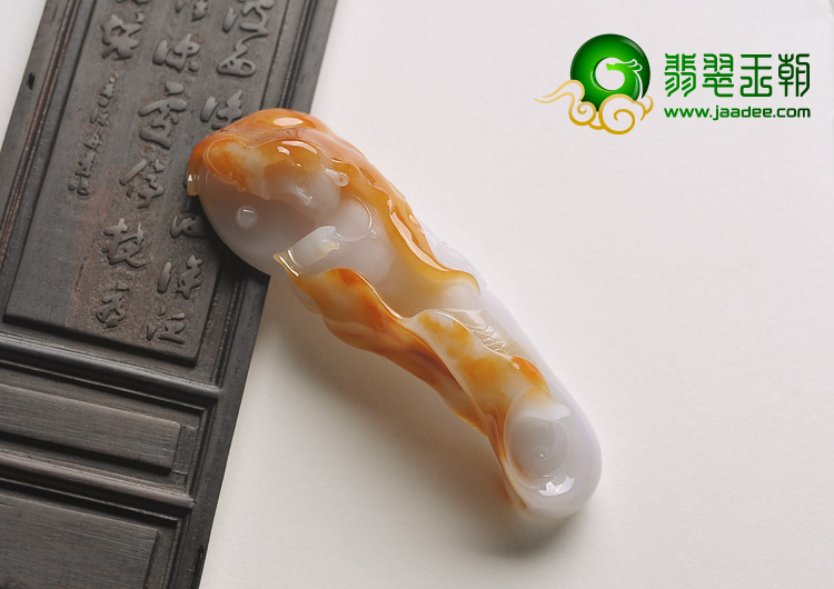 糯冰种红黄翡缅甸翡翠A货美人鱼挂件
