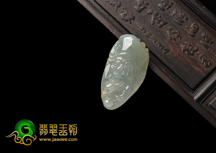糯冰种淡黄翡缅甸翡翠A货济公头挂件