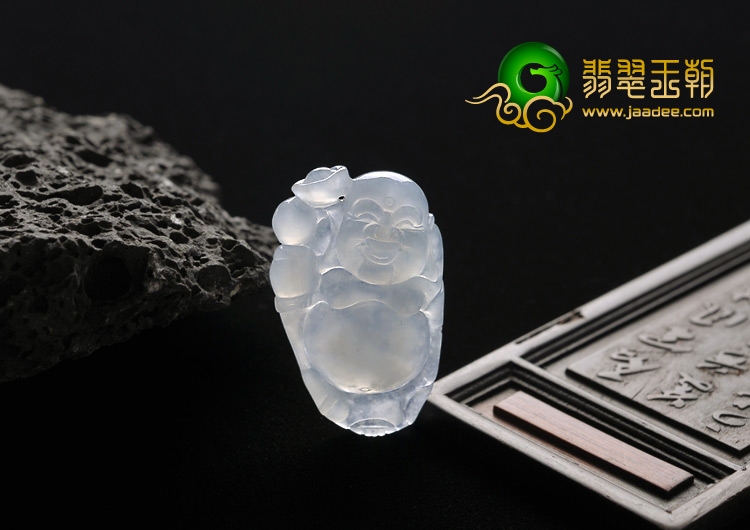 冰种晴水缅甸翡翠A货逍遥佛挂件