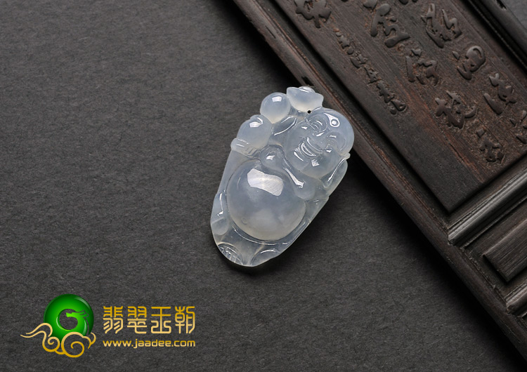 冰种晴水缅甸翡翠A货逍遥佛挂件