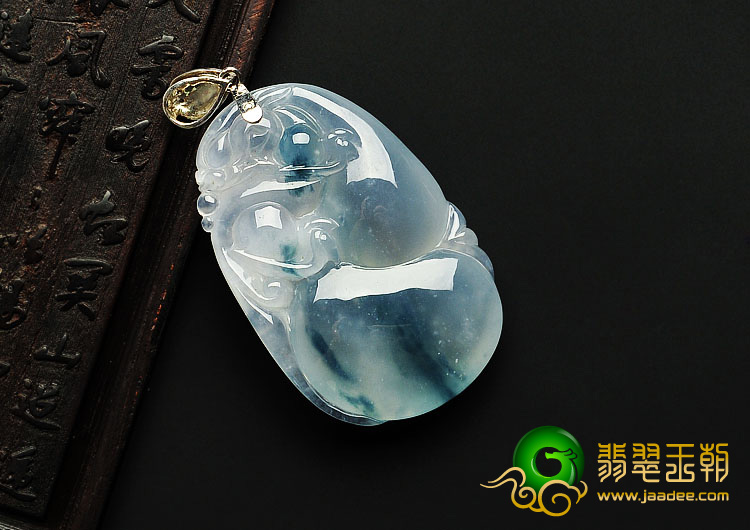 冰种飘花缅甸翡翠A货福禄寿挂件