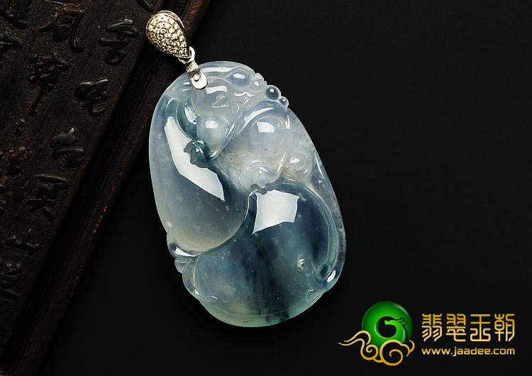 冰种飘花缅甸翡翠A货福禄寿挂件