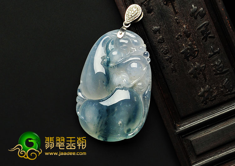 冰种飘花缅甸翡翠A货福禄寿挂件