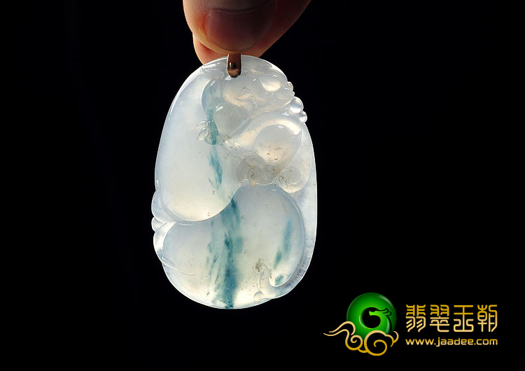冰种飘花缅甸翡翠A货福禄寿挂件