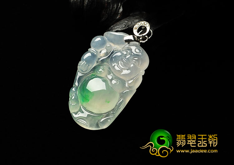 冰种晴水飘翠缅甸翡翠A货玉佛挂件