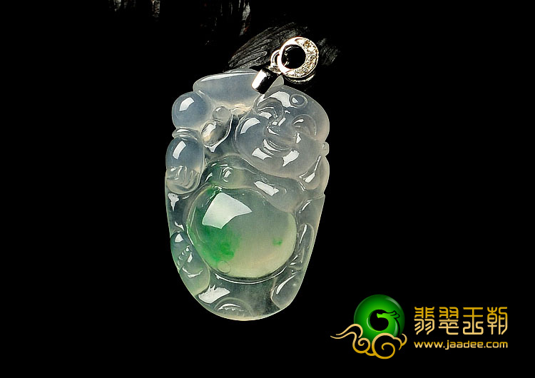冰种晴水飘翠缅甸翡翠A货玉佛挂件