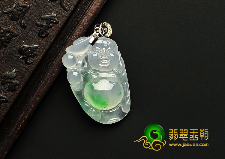 冰种晴水飘翠缅甸翡翠A货玉佛挂件