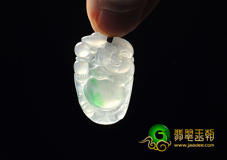 冰种晴水飘翠缅甸翡翠A货玉佛挂件