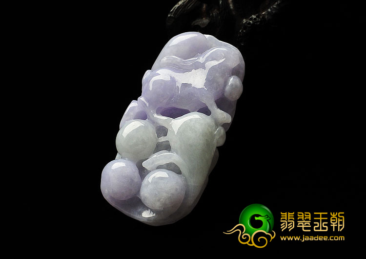糯冰种紫罗兰缅甸翡翠A货玉兔挂件