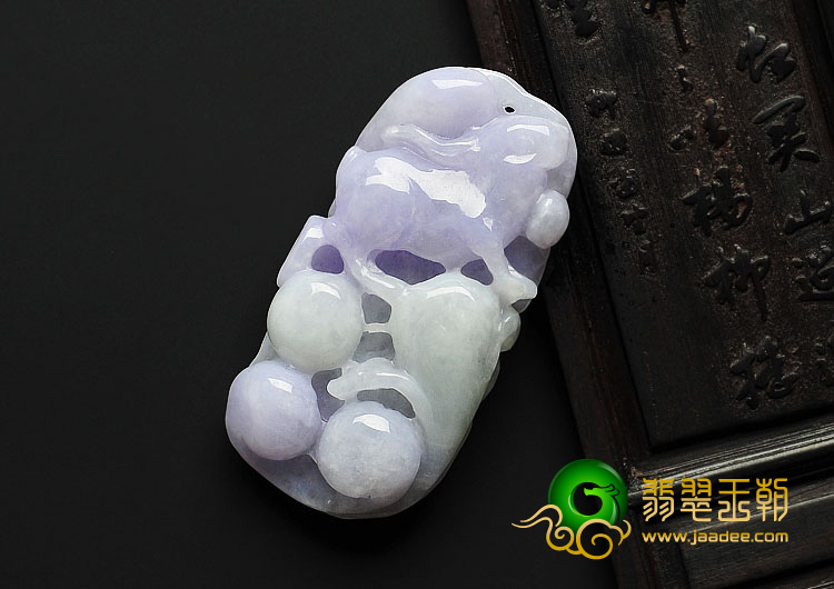 糯冰种紫罗兰缅甸翡翠A货玉兔挂件