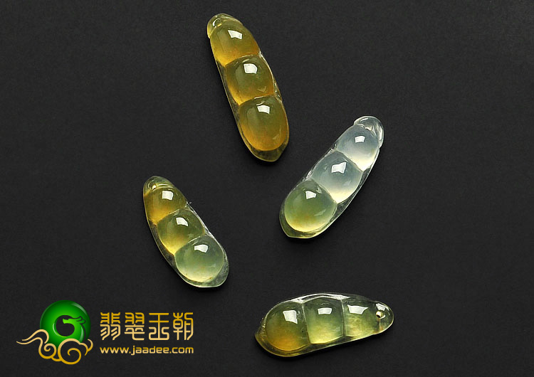 冰种黄翡缅甸翡翠A货四季平安豆挂件（一批走）
