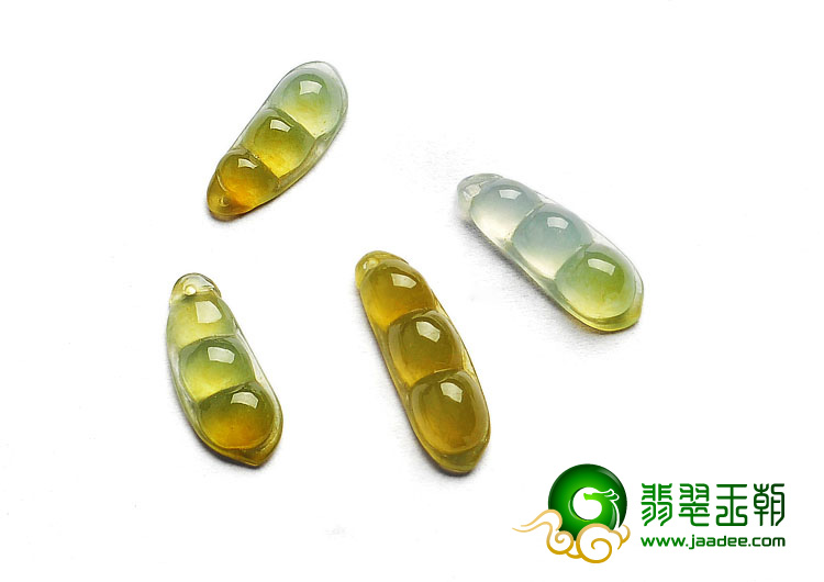 冰种黄翡缅甸翡翠A货四季平安豆挂件（一批走）