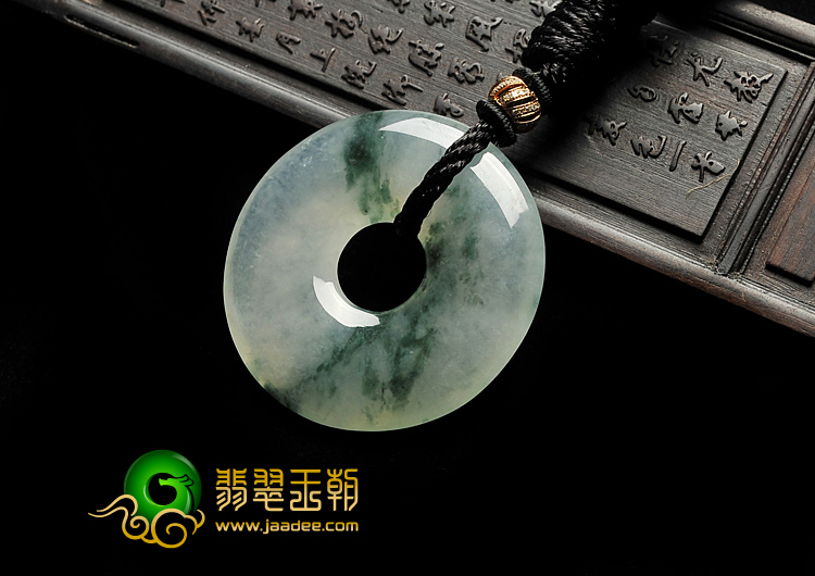 冰种飘花缅甸翡翠A货平安扣挂件