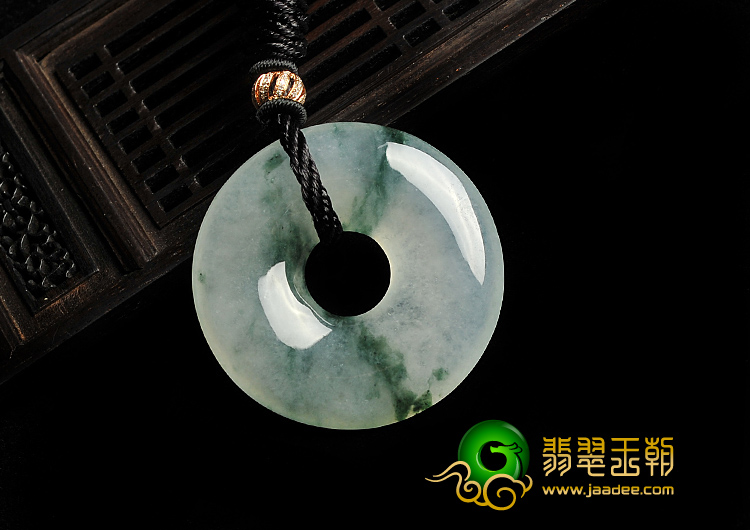 冰种飘花缅甸翡翠A货平安扣挂件