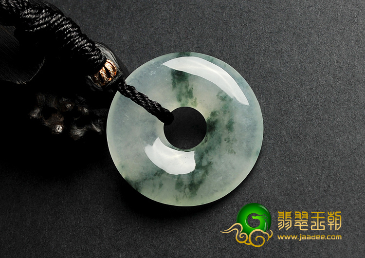 冰种飘花缅甸翡翠A货平安扣挂件