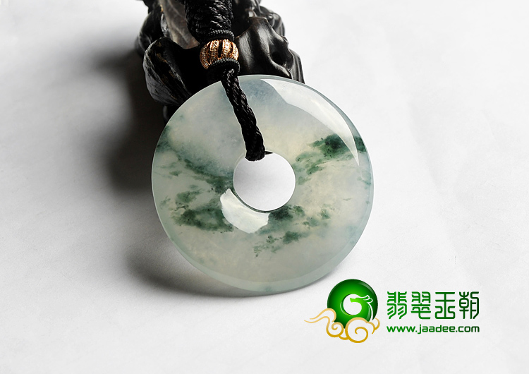 冰种飘花缅甸翡翠A货平安扣挂件