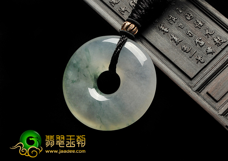 冰种飘花缅甸翡翠A货平安扣挂件