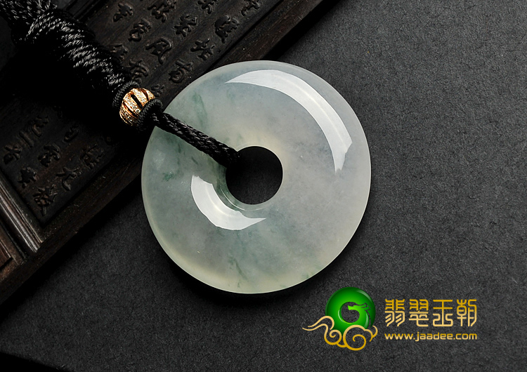 冰种飘花缅甸翡翠A货平安扣挂件