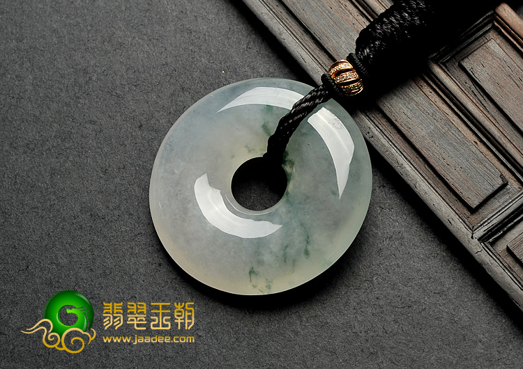 冰种飘花缅甸翡翠A货平安扣挂件