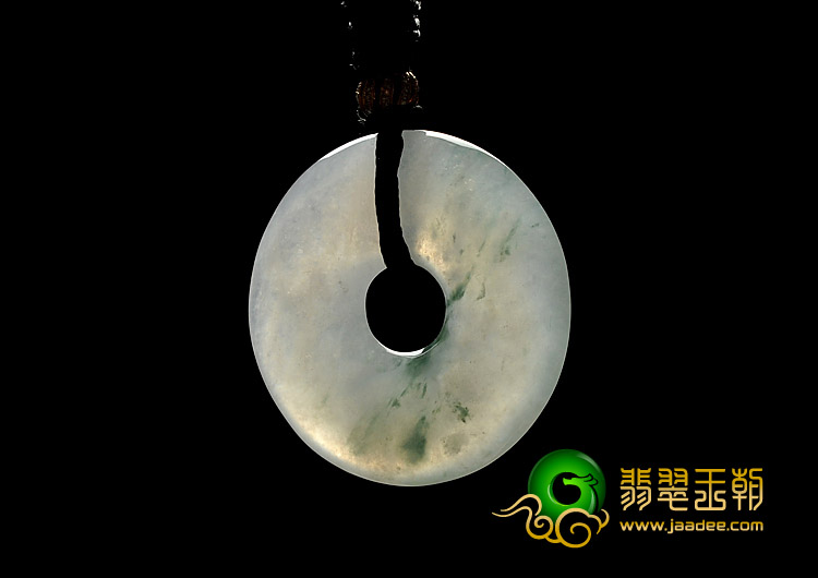 冰种飘花缅甸翡翠A货平安扣挂件