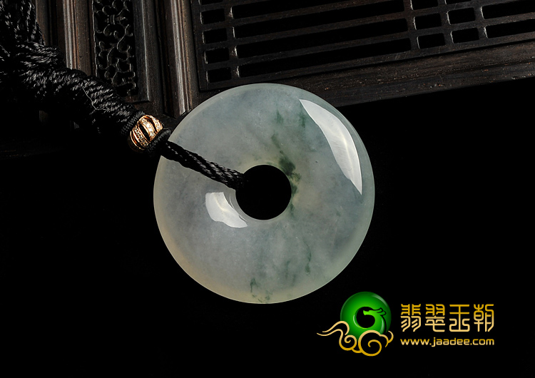 冰种飘花缅甸翡翠A货平安扣挂件