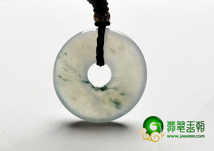 冰种飘花缅甸翡翠A货平安扣挂件