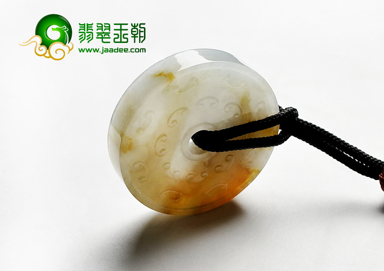 糯冰种褐黄翡缅甸翡翠A货平安扣手玩件/挂件