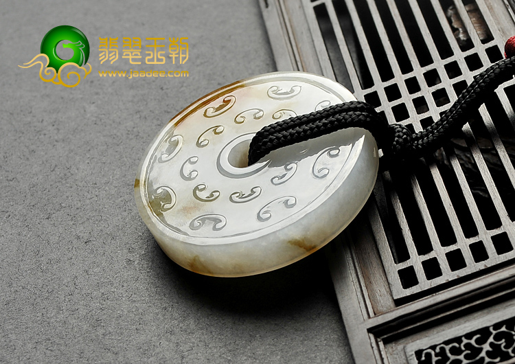 糯冰种褐黄翡缅甸翡翠A货平安扣手玩件/挂件