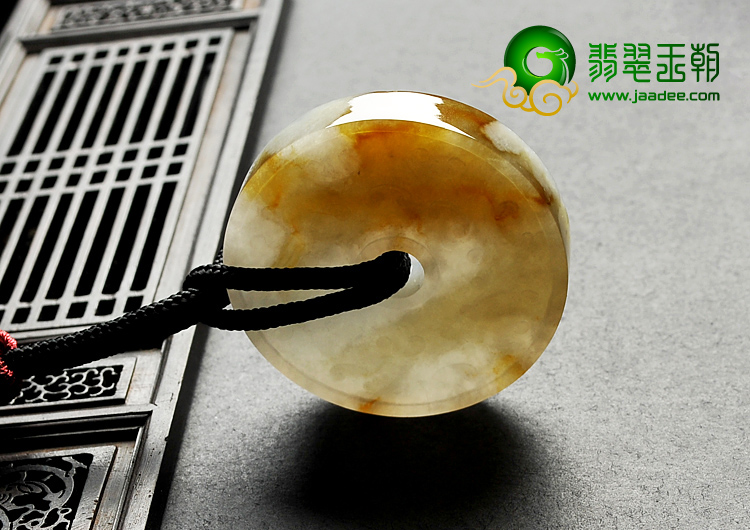 糯冰种褐黄翡缅甸翡翠A货平安扣手玩件/挂件