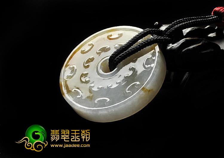 糯冰种褐黄翡缅甸翡翠A货平安扣手玩件/挂件