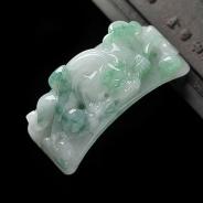 糯冰种飘翠缅甸翡翠A货貔貅手环挂件
