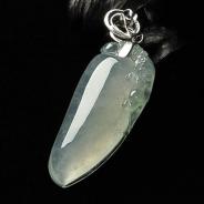 玻璃种缅甸翡翠A货镶银扣福瓜挂件