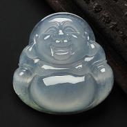冰种淡晴水缅甸翡翠A货玉佛挂件