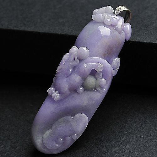 细糯种紫罗兰缅甸翡翠A货福寿瓜挂件