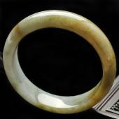 糯冰种褐黄翡缅甸翡翠A货手镯（57mm）