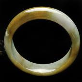 糯冰种褐黄翡缅甸翡翠A货手镯（57mm）