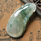 冰种飘花缅甸翡翠A货福瓜挂件