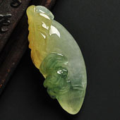 糯冰种黄翡飘花缅甸翡翠A货福瓜挂件