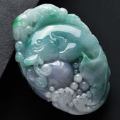 糯冰种春带彩缅甸翡翠A货年年有余手玩件