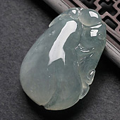冰种晴水缅甸翡翠A货福瓜挂件