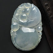 冰种晴水缅甸翡翠A货年年有余挂件