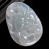 冰种晴水缅甸翡翠A货龙头挂件