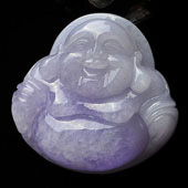 糯冰种紫罗兰缅甸翡翠A货玉佛挂件