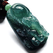 冰种飘花缅甸翡翠A货龙凤呈祥挂件