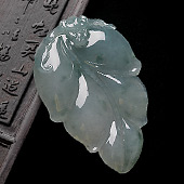 糯冰种飘花缅甸翡翠A货叶子挂件
