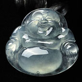 冰玻种晴水缅甸翡翠A货玉佛挂件