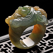 糯冰种多彩缅甸翡翠A货指环