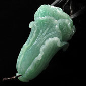 糯冰种豆色缅甸翡翠A货白菜挂件