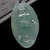 冰种晴水缅甸翡翠A货站观音挂件